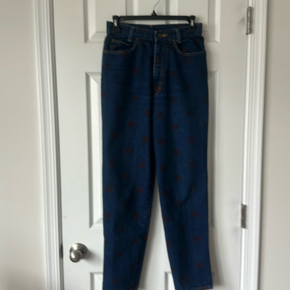 Palmetto’s Functional Colthing blue with red dots skinny jeans size 9